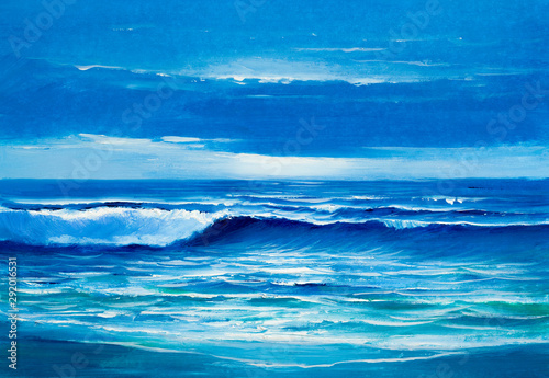 big crashing wave, painting seascape