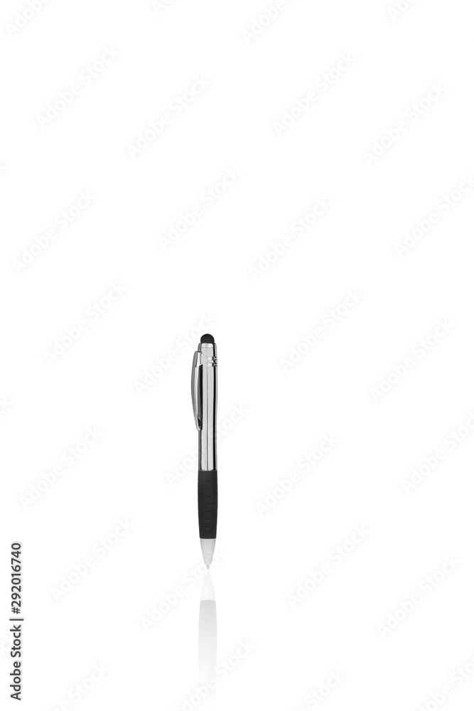 silver pen in a white background silver pen in a white background