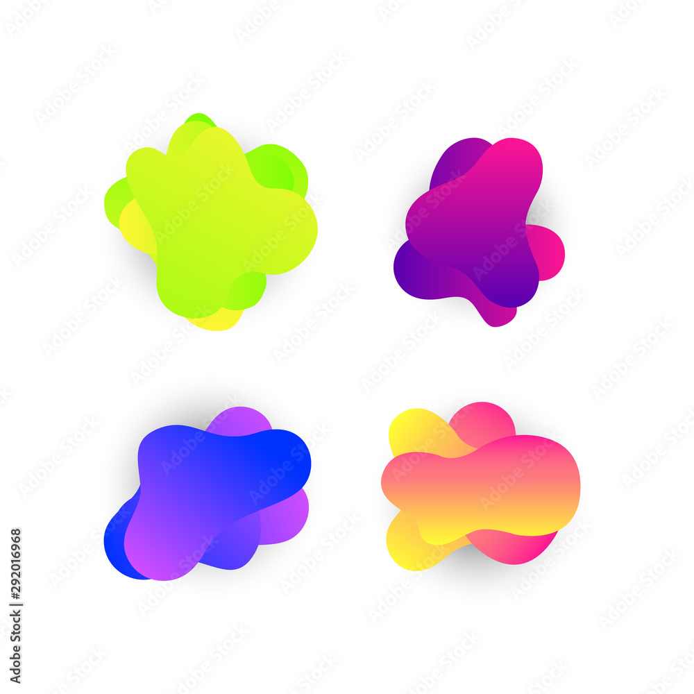 Set of modern liquid fluid abstract elements graphic gradient vector colored shape template can use for logo, presentation, flyer, brochure