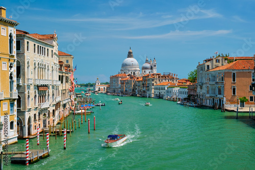 View of Venice Grand Canal and Santa Maria della Salute church on sunset © Dmitry Rukhlenko