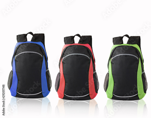 set of colorful backpacks photo