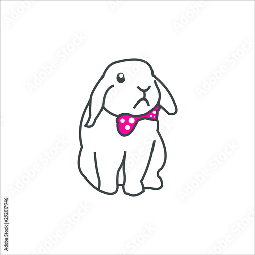 little cute rabbit mascot in cartoon style for logo design template