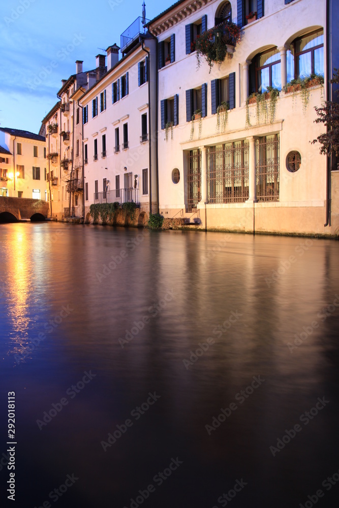 Trip to Treviso. Evening beauty of old Italian town. 