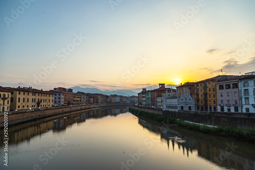 Embankment of the River Arno in the Italian City of Pisa.