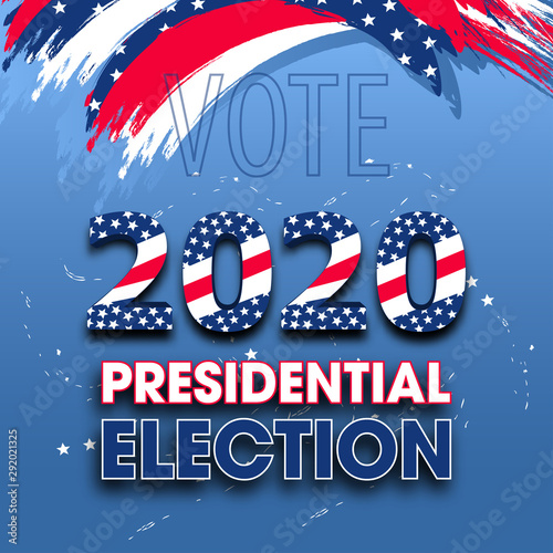 Vote 2020 USA. United States of America Presidential Election. Colorful modern banner the color of national flag. Dynamic design elements for flyer, presentations, poster. Vector
