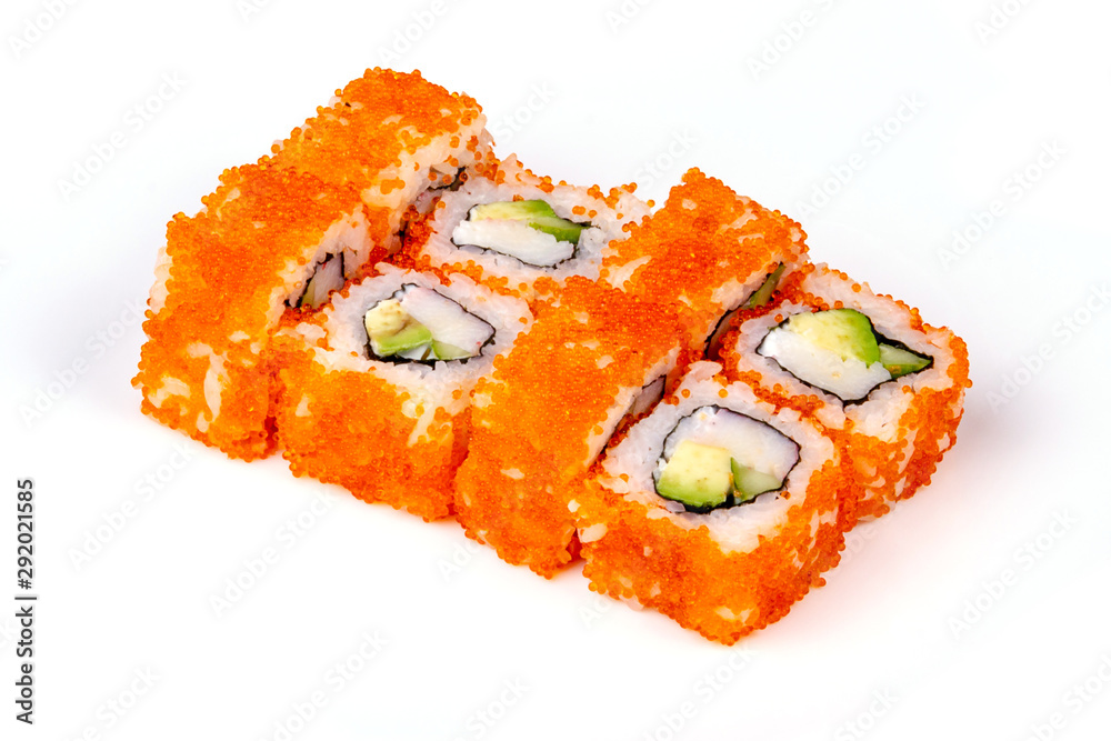 Set of sushi rolls isolated on white background Set of sushi rolls isolated on white background