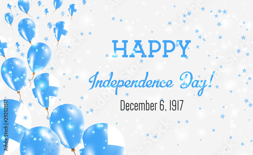 Finland Independence Day Greeting Card. Flying Balloons in Finland National Colors. Happy Independence Day Finland Vector Illustration.
