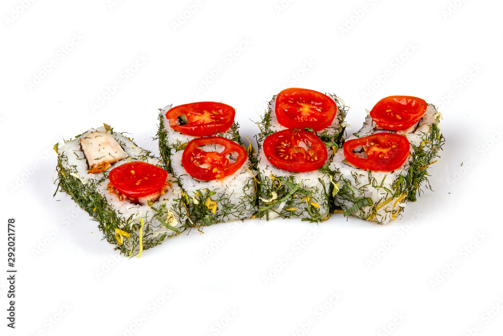 Set of sushi rolls isolated on white background Set of sushi rolls isolated on white background