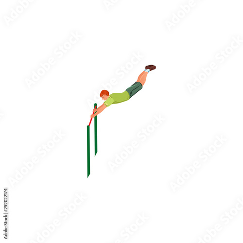 Man hanging on crossbar during street workout vector illustration