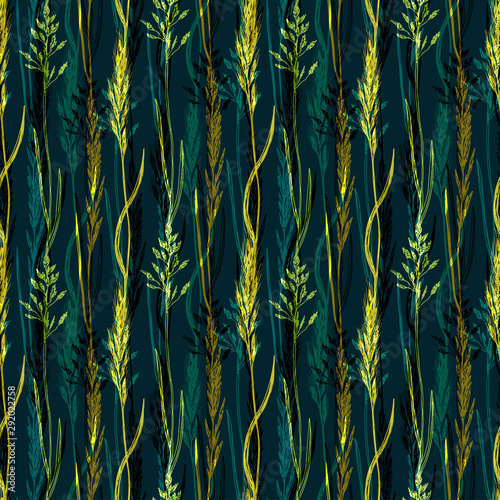 Fototapeta Naklejka Na Ścianę i Meble -  Wildflowers seamless pattern background. Vector print design. Nature background with wild flowers pattern.