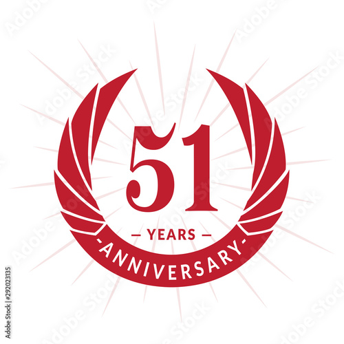 51st years anniversary celebration design. Fifty-one years logotype. Red vector and illustration.
