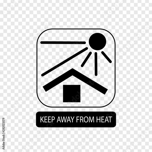 Keep away from heat sign. Flat packaging symbol. Mail box icon isolated on transparent background. Mail icon. Vector illustration
