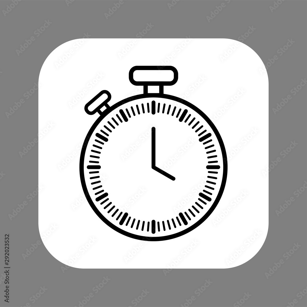 Clock line icon isolated on grey background. Black and white simple watches. Time concept. Vector illustration Clock line icon isolated on grey background. Black and white simple watches. Time concept. Vector illustration