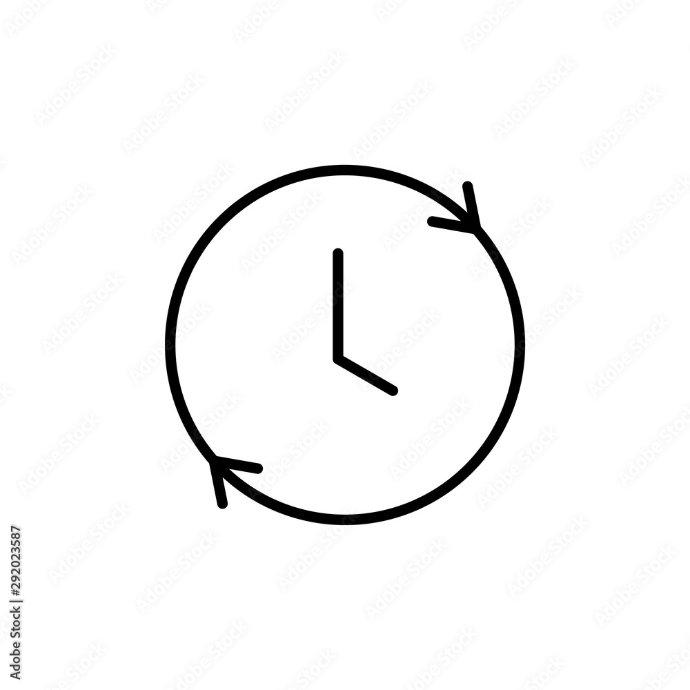 Clock line icon isolated on white background. Black and white simple watches. Time concept. Vector illustration Clock line icon isolated on white background. Black and white simple watches. Time concept. Vector illustration