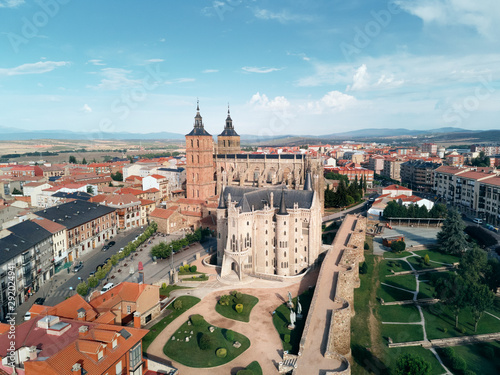 View Of Astorga Cathedral and Episcopal Palace by Gaudi