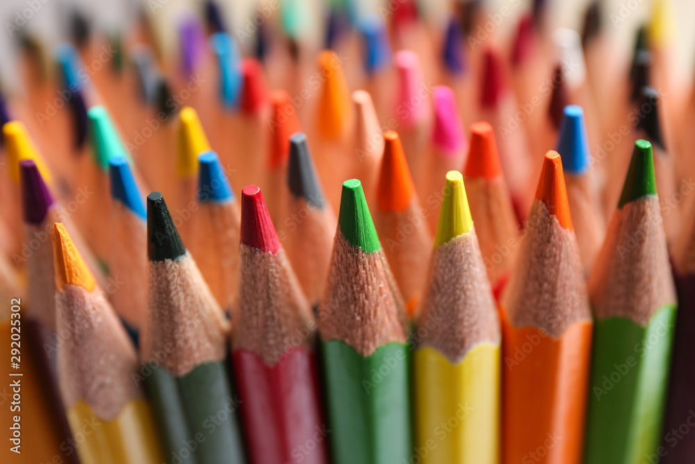 Different color pencils as background, closeup view Different color pencils as background, closeup view
