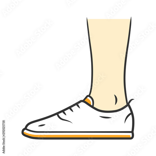 Trainers white color icon. Women and men stylish footwear design. Unisex casual sneakers, modern comfortable tennis shoes. Male and female fall, spring season fashion. Isolated vector illustration