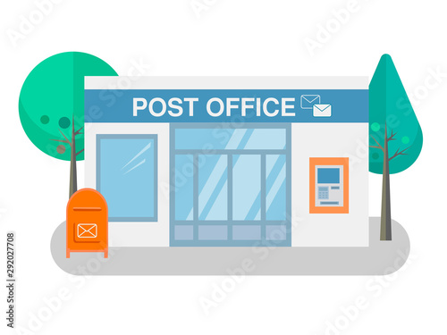 Post office building with a mailbox outside