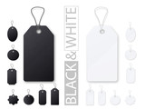 Black and white price tags. Realistic empty template set.