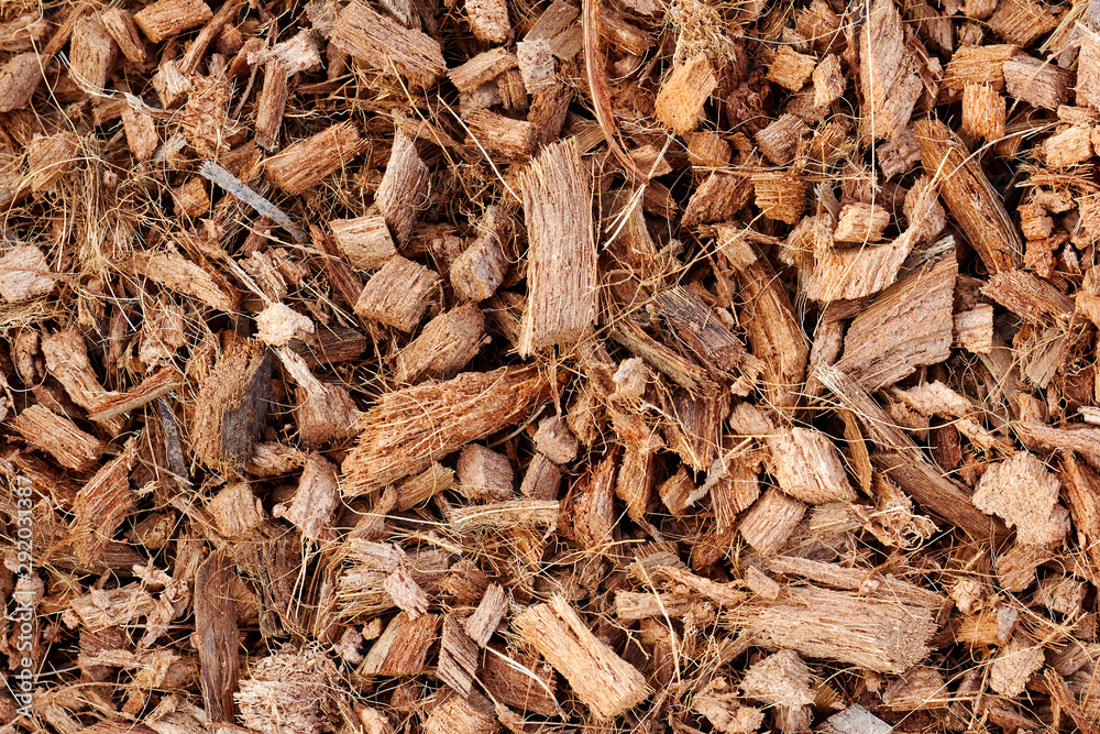 Coconut Husk Chips background ,Use for Planting material Coconut Husk Chips background ,Use for Planting material
