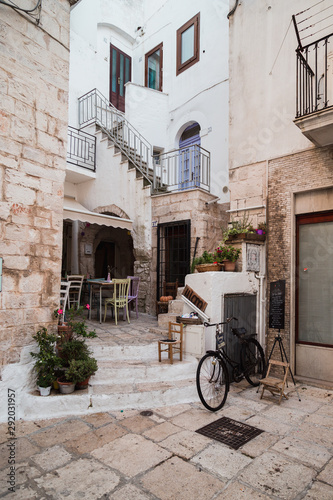 Cisternino, Italy - August 2019: Historic center of the village of Cisternino, in Puglia on a day in August