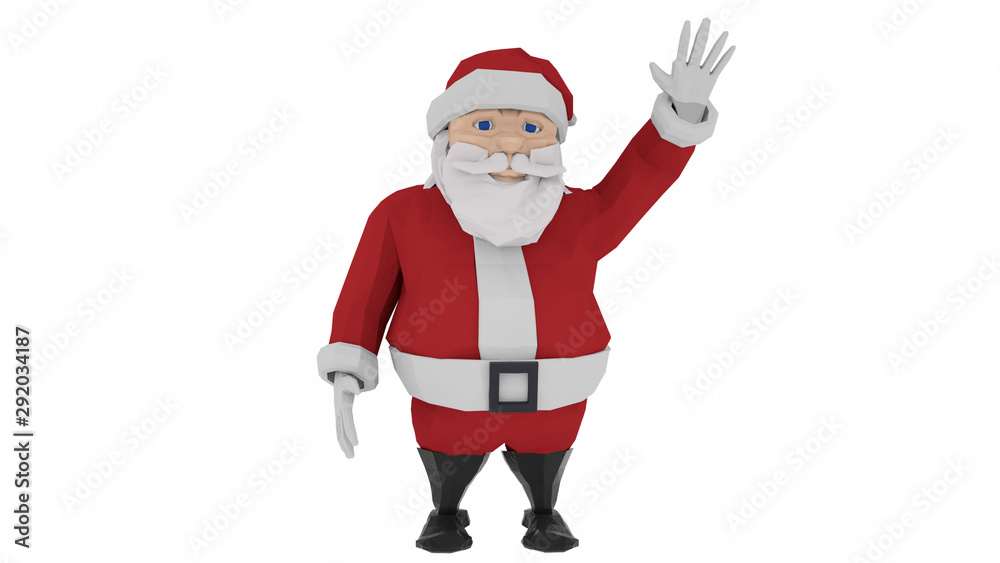 Santa smiling and waving isolated on white background. 3d illustration Santa smiling and waving isolated on white background. 3d illustration