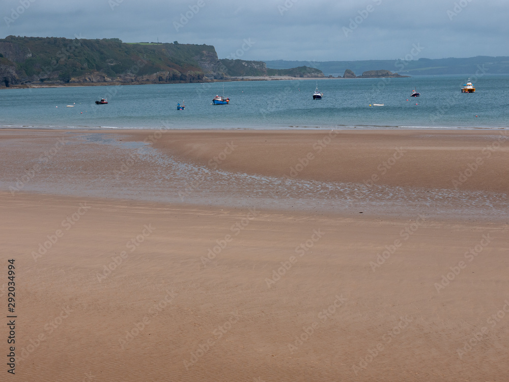 Tenby Wales Beach harbour town outside overcast cloudy day