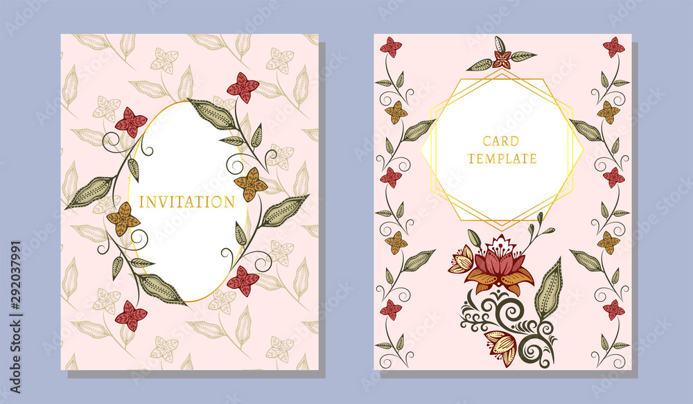 greeting invitation card template design with Ethnic ornament, floral design for banner, flyer, invitation, poster, web site or greeting card. Vector illustration