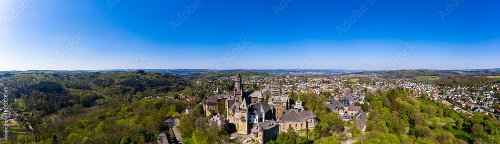 Braunfels Castle, with Hubertus Tower, New Keep, Georgen Tower and Alter Stock, Braunfels, Hesse, Germany,