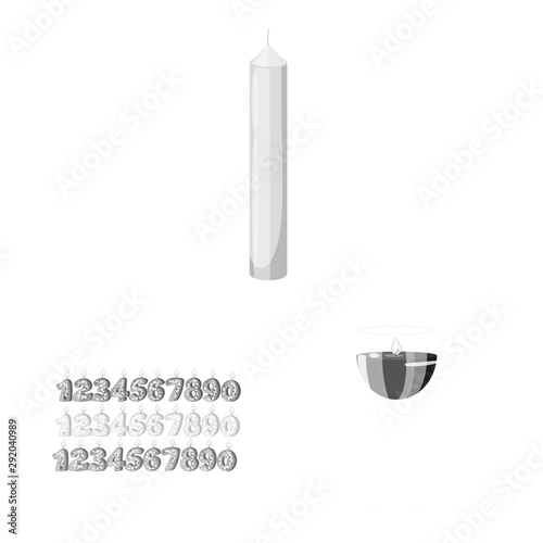 Isolated object of paraffin and fire symbol. Collection of paraffin and decoration vector icon for stock.