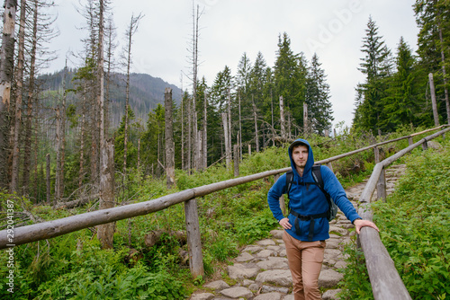 man hiker hiking on trail