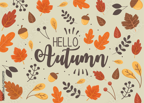 hello autumn banner season design
