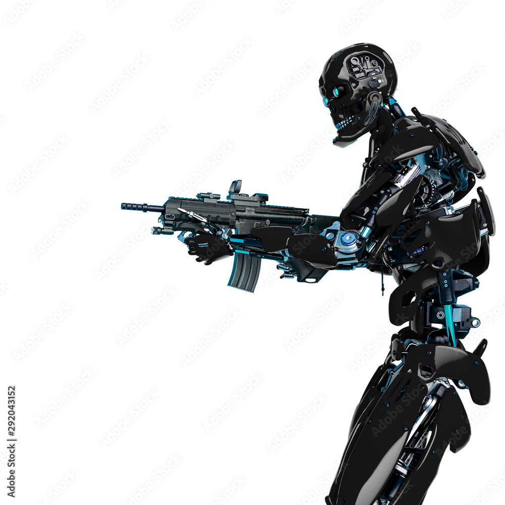 android holding a rifle side view android holding a rifle side view