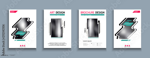 Brochure, cover design, headers. Abstract composition, spot, flyer font. Modern vector of the first page of art. Cover, sheet, layout, announcement. Green, pink stripe design. Quote digit sign, a4