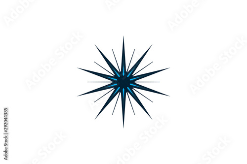 Blue Christmas xmas celebrating decorative acute star snowflake flower vector isolated on white background