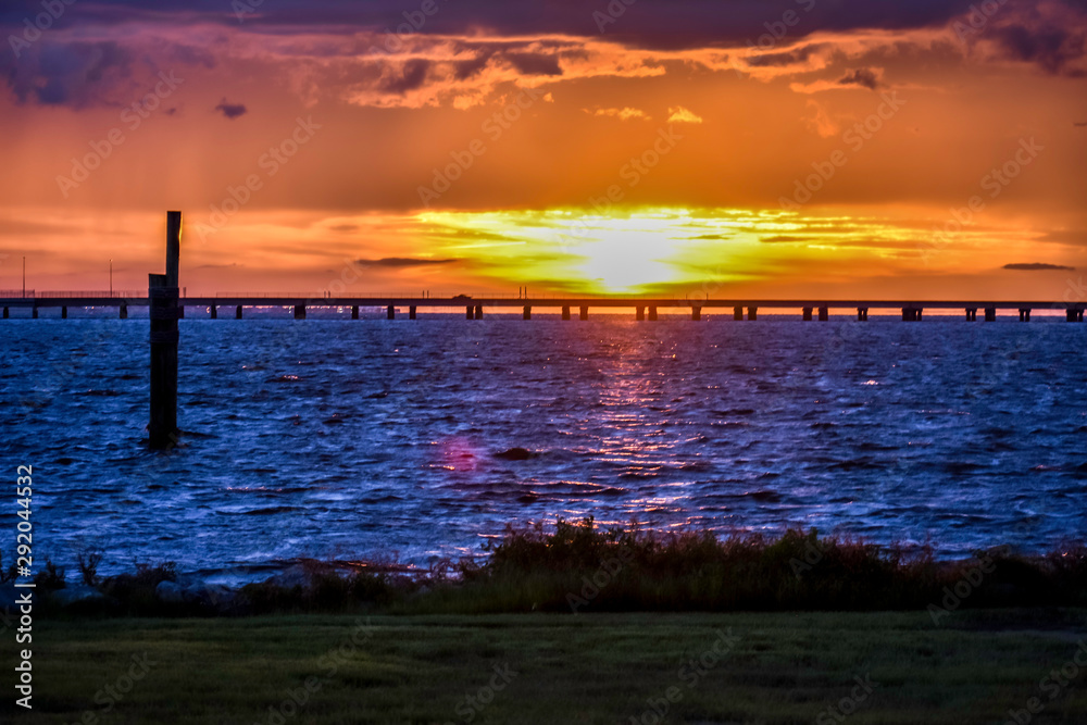 sunset on lake