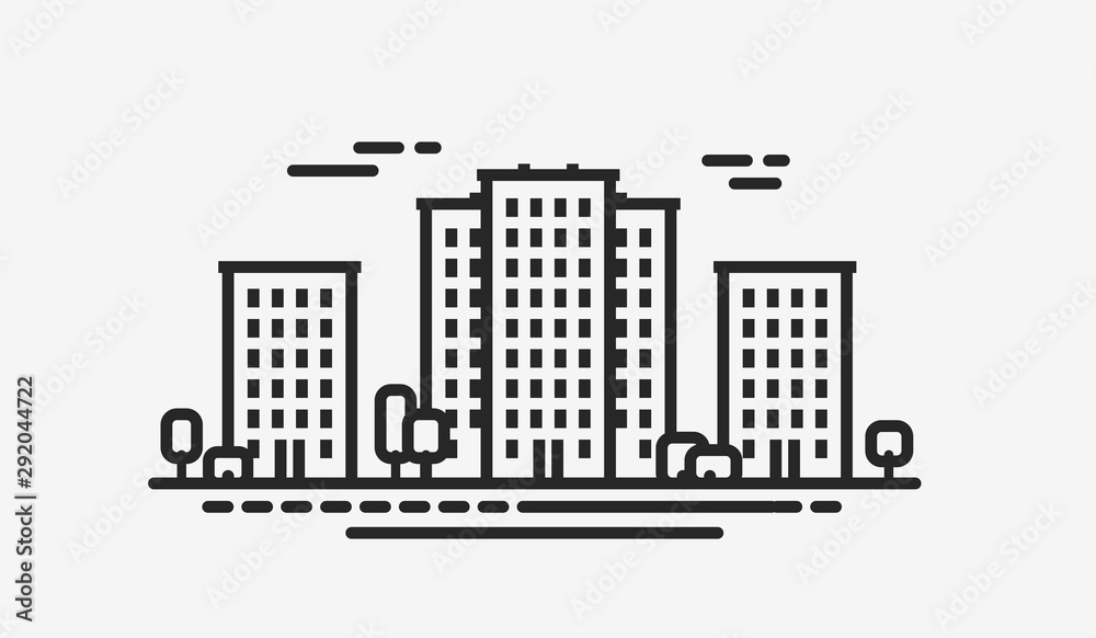 City icon. Cityscape, construction, building symbol. Vector illustration