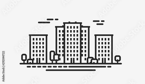City icon. Cityscape, construction, building symbol. Vector illustration