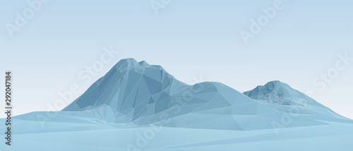 Canvastavla blue low poly mountains in wireframe