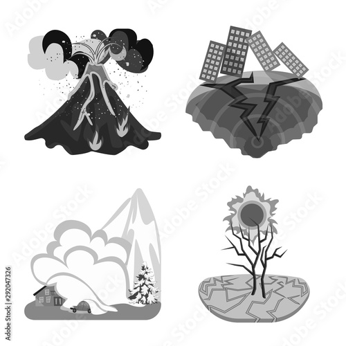 Vector design of nature and apocalypse logo. Set of nature and environment vector icon for stock.