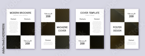 Business brochure design template set. Gold abstra