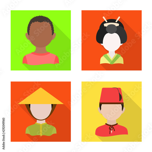 Isolated object of nation and race sign. Collection of nation and user stock vector illustration.