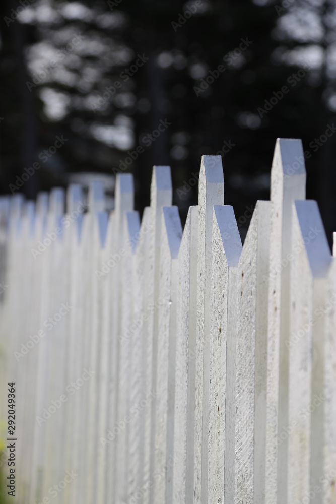Picket fence, with Depth of Field - White fence. Picket fence, with Depth of Field - White fence.