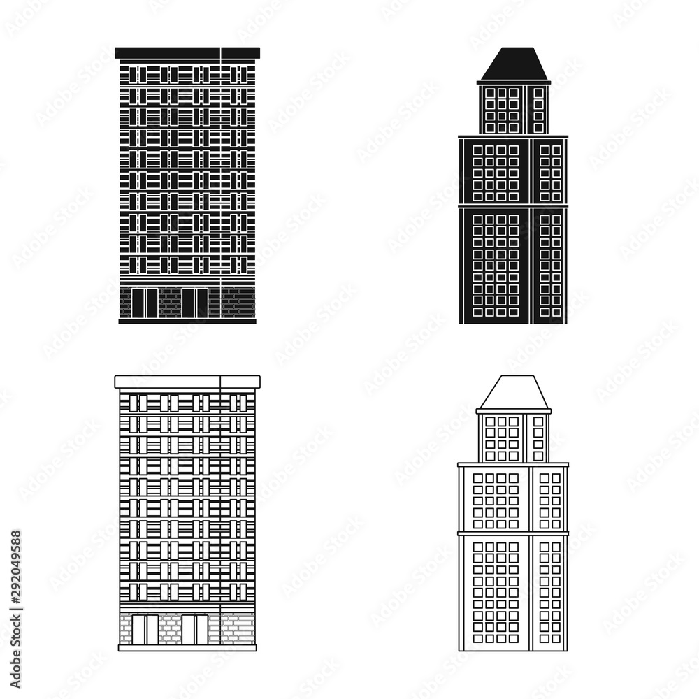 Isolated object of municipal and center icon. Collection of municipal and estate vector icon for stock.