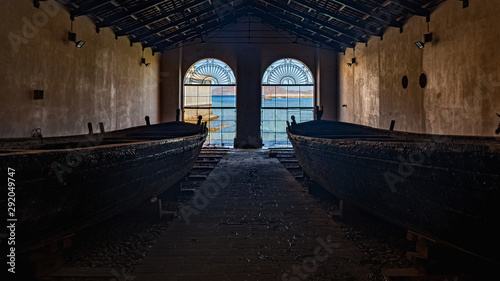 Tuna fishing boats in Tonnara Florio (Florio old factory), Favignana, Egadi Islands, Italy photo