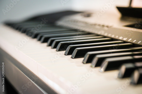 Piano, keyboard keys shot across the piano keys