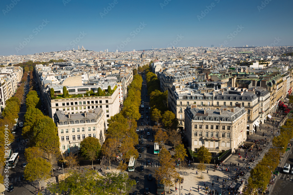 Paris cityscape from Arc de Triomphe
