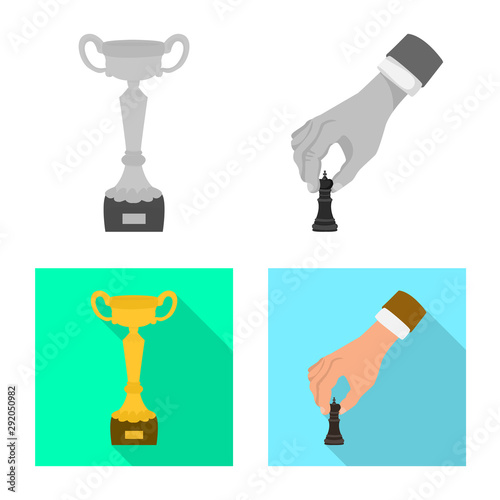 Vector design of checkmate and thin icon. Collection of checkmate and target stock vector illustration.