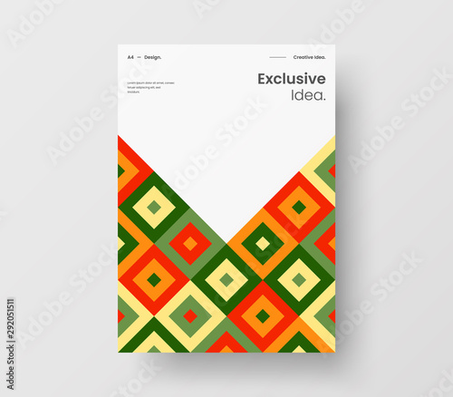 Amazing business presentation vector A4 vertical orientation front page mock up. Modern corporate report cover abstract geometric illustration design layout. Company identity brochure template.