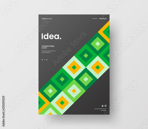 Amazing business presentation vector A4 vertical orientation front page mock up. Modern corporate report cover abstract geometric illustration design layout. Company identity brochure template.